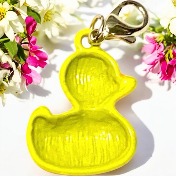 Silver, Yellow, & Crystal Duck w/Lobster clasp Zipper pull, purse, shoe Charm - Picture 5 of 7